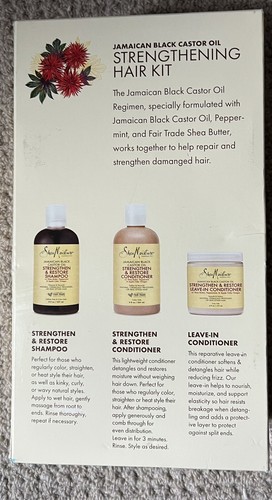 Shea Moisture Strengthening Hair Kit Comb NEW IN BOX 8oz 6oz Jamaican Castor - Picture 2 of 3