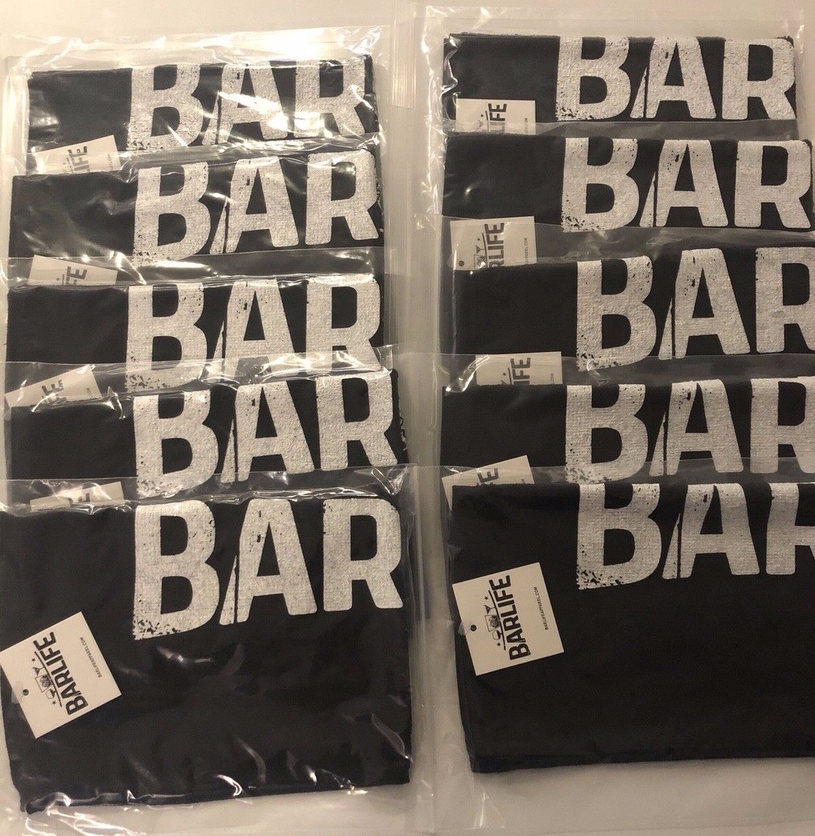 11X17 Rally Towel, Bar Towel, Black with Bar Life logo 10 Count