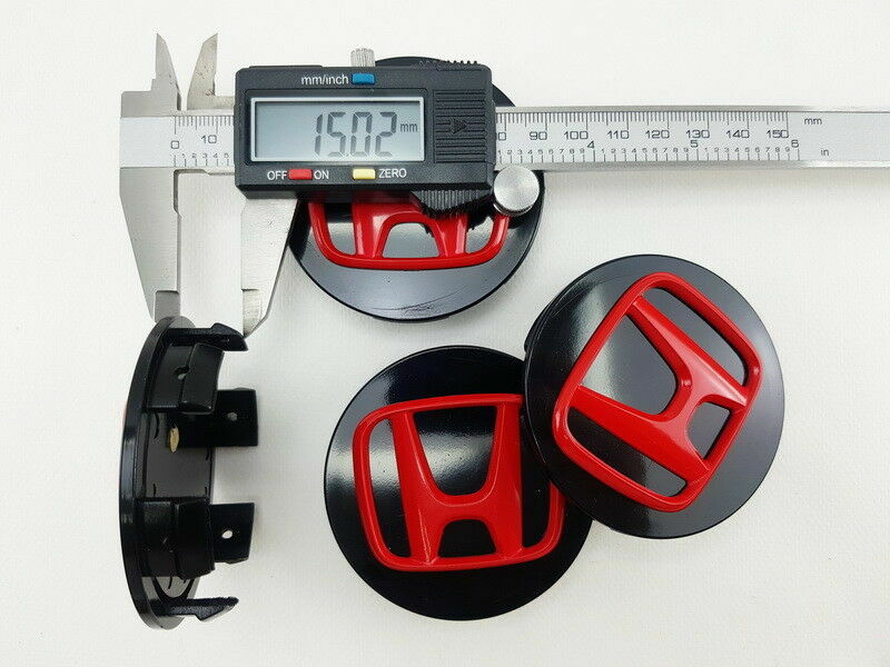 Center Caps Hub RED BLACK 69mm. Parts FOR Wheels Honda TypeR Civic Hrv