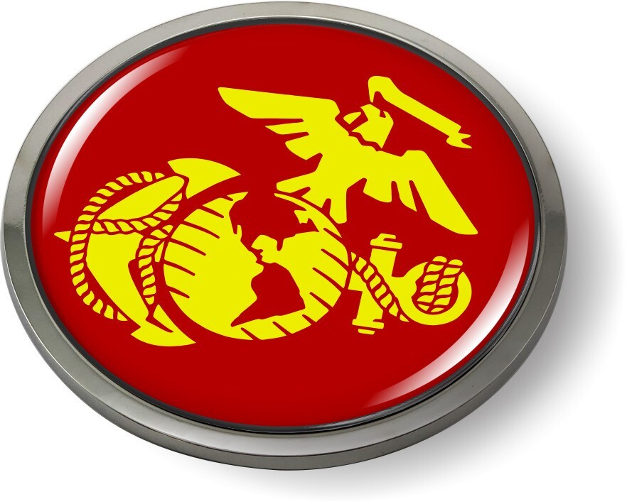 Officially Licensed Product - USMC EGA Car Emblem Sticker ROUND Chrome ...