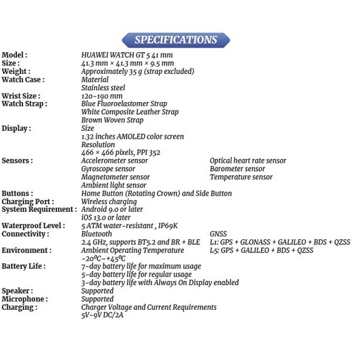 Huawei Watch GT 5 Bluetooth iOS Android Smartwatch (41mm/White/1.32"/AMOLED) - 第 4/4 張圖片