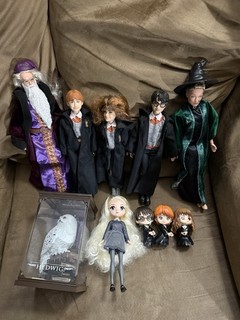 Harry Potter Lot Mattel Dolls Dumbledore McGonagall Ron Hermione MC Hedwig