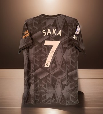Bukayo Saka Signed Autographed Arsenal 2022/23 Away Jersey with Beckett COA