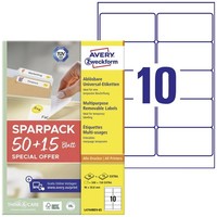 65Er Multipack Avery-Zweckform L4744REV-65 Universal-Etiketten 96 X 50.8 Mm