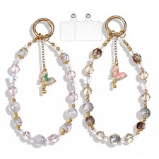 2 PCS Beaded Phone Charms Wrist Strap Crystal Phone Bracelet Strap