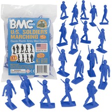 BMC Marx Recast WW2 US Marching parade Soldiers Blue Plastic Army Men 60mm