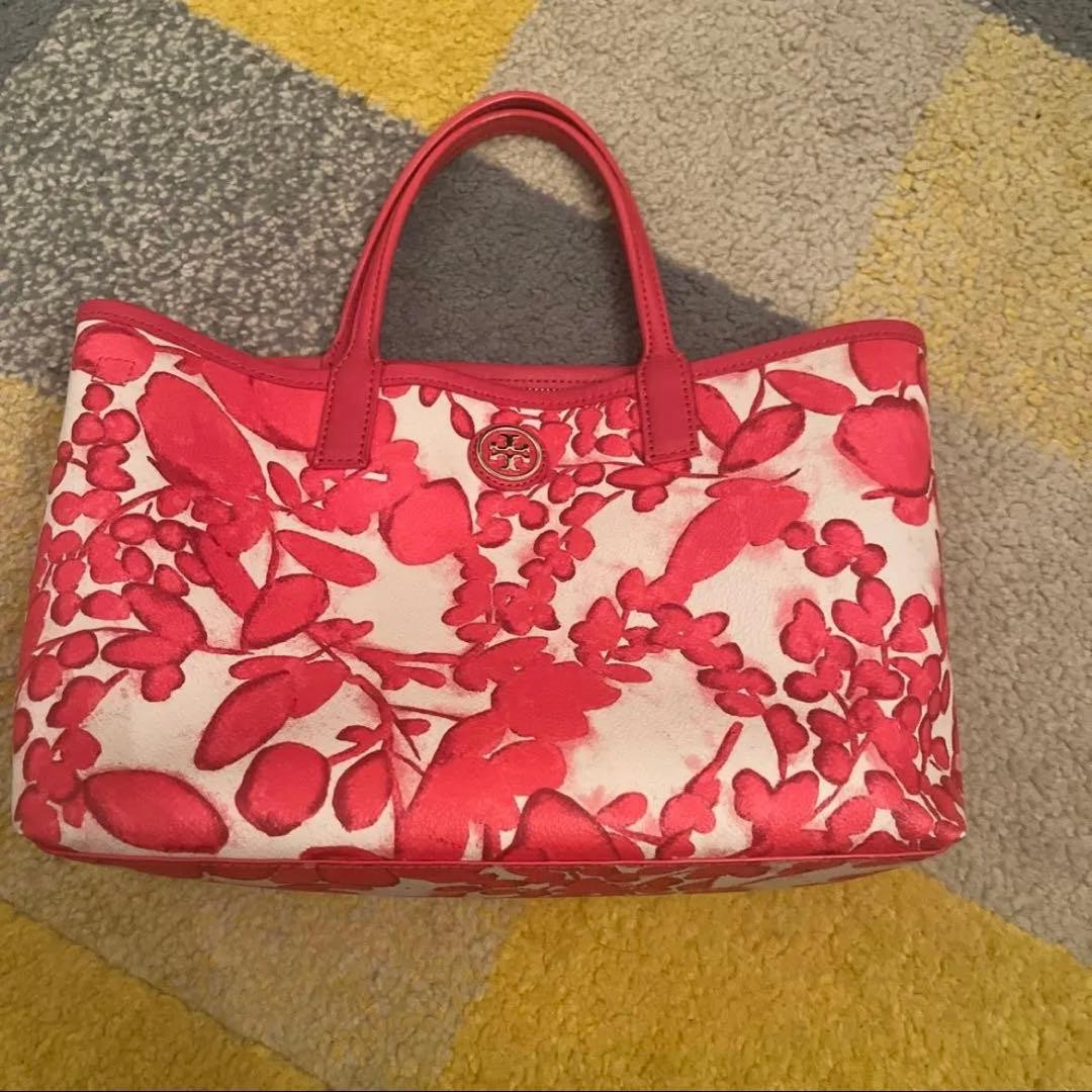 Tory Burch Mini Tote Bag Leather Suede Floral Red Women's From Japan thumbnail 21