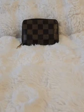 Louis Vuitton Damier Ebene Zippy Coin Purse Brown Compact Wallet