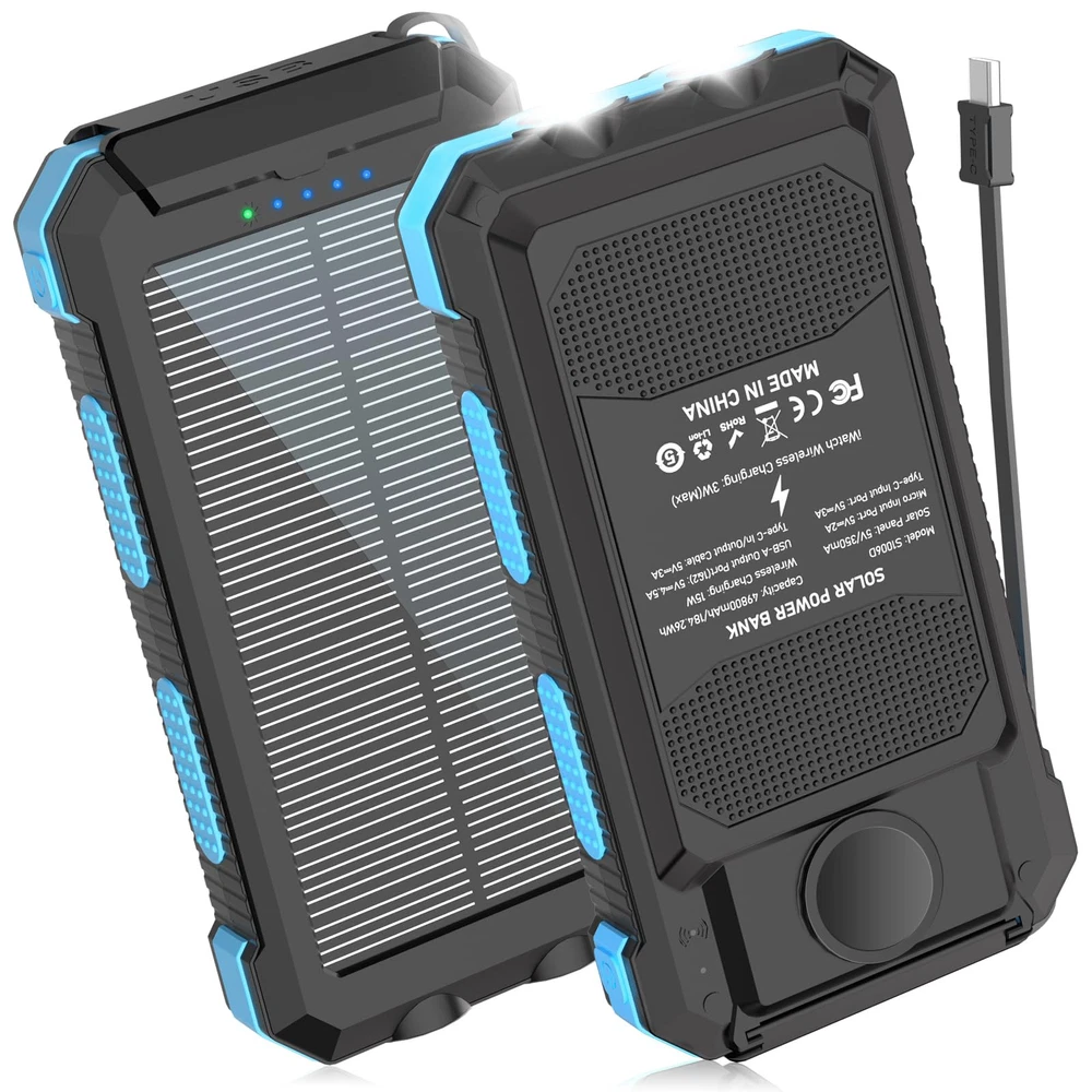 Power Bank, Solar Charger, 49800mAh Portable Charger for Phone&Apple Watch Wi...