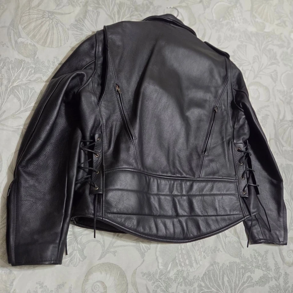 Chaqueta de cuero para motocicleta Fox Creek con forro acolchado con cremallera para hombre talla 46 Foto 4 de 4