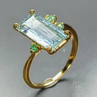 Handmade 6 ct+ Natural Aquamarine Ring 925 Sterling Silver Size 7.5 /R481453