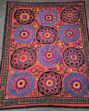 Uzbek suzani handmade embroidery home decor 60"X73" 187x154cm D-6A