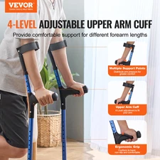 VEVOR Forearm Crutches Aluminum Walking Crutches with Adjustable Height & Cuffs