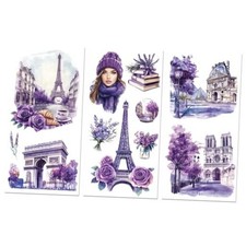 Rub on Transfer Decals for Furniture Crafts Decor 6"x12" Paris Flower Scene