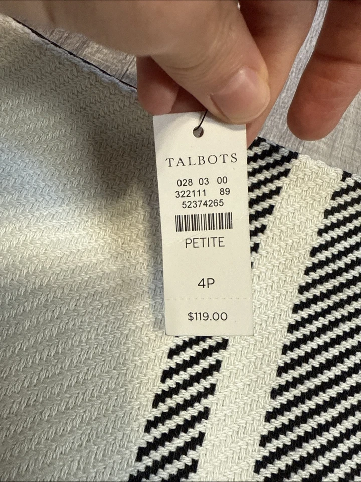 NUEVO CON ETIQUETAS Falda Geométrica Talbots Negra Blanca Mezcla Lana Cuadros Talla 4P Foto 2 de 4