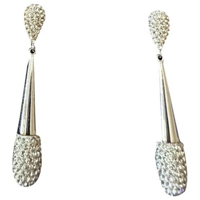 Swarovski Cypress Pierced Drop Earrings Rhodium Clear Crystal Pointiage 1.77 