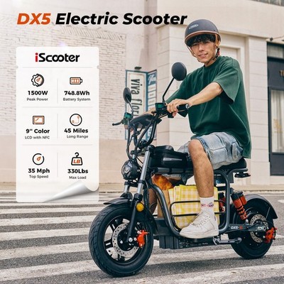 Adult E-Cargo Bike Electric Scooter with Seat 1500W 35MPH Speed 45