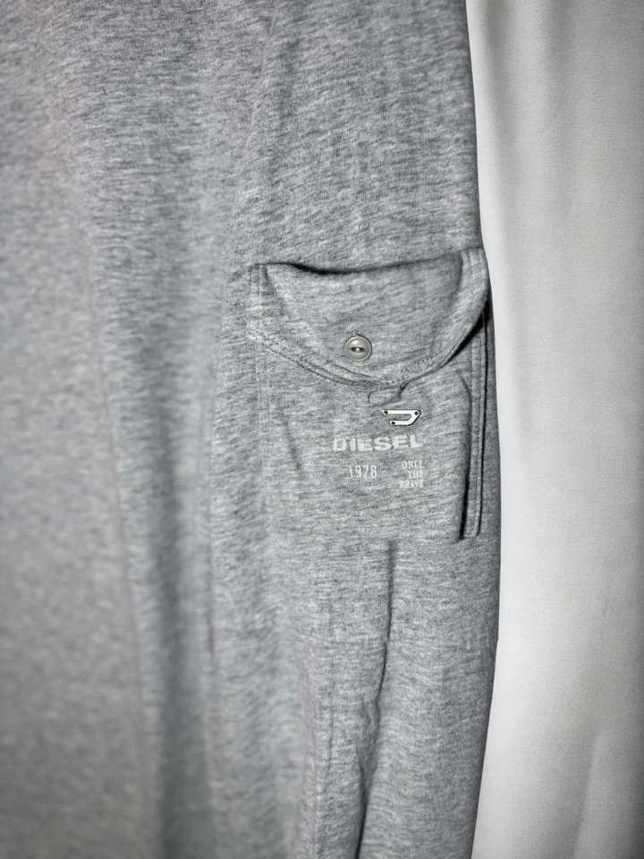 Diesel 1978 серый пуловер рубашка, длинным рукавом, v-образным вырезом, размер большой - Изображение 3 из 4