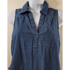 Old Navy Blue Denim Sleeveless Pointed Collar Mini Shirt Dress XS Lightweight