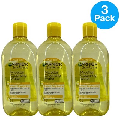 Garnier SkinActive Micellar Cleansing Water Vitamin C Brightening 23.7oz 3 Pack