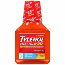 Tylenol Acetaminophen Cold & Flu Severe Relief Warming Honey Lemon Flavor 8oz