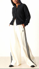 adidas Originals Women's 3-Stripes Wide-Leg Track Pants White/Black US 10