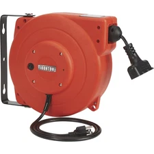Ironton Retractable Extension Cord Reel, 33ft., 16/3, Triple Tap