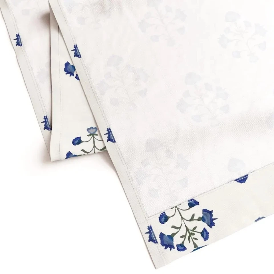 Juego de 2 paneles de cortina personalizados estampados tradicionales indios azules florales mogoles Foto 4 de 4