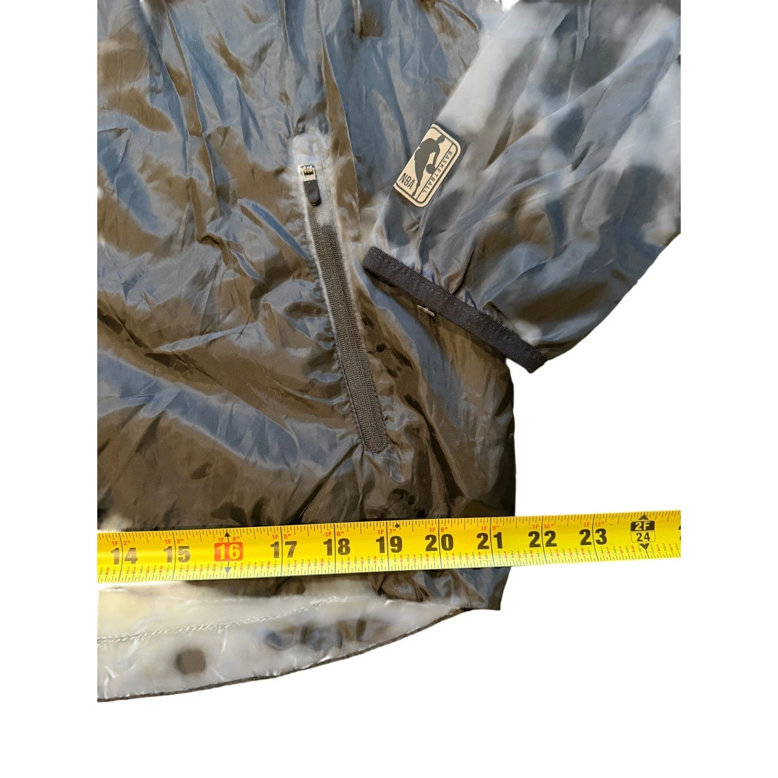 NBA Hooded Windbreaker Jacket Black Grey Full Zip Basketball Medium - product detail image 5