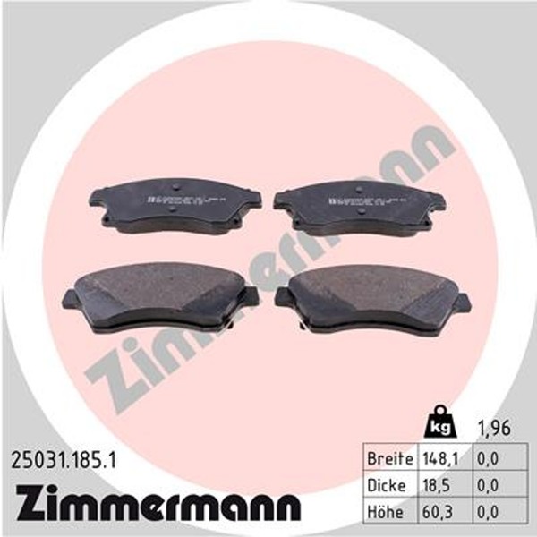 Bremsbelagsatz Scheibenbremse Zimmermann 25031.185.1 FüR Aveo Opel Astra Gtc P10-image