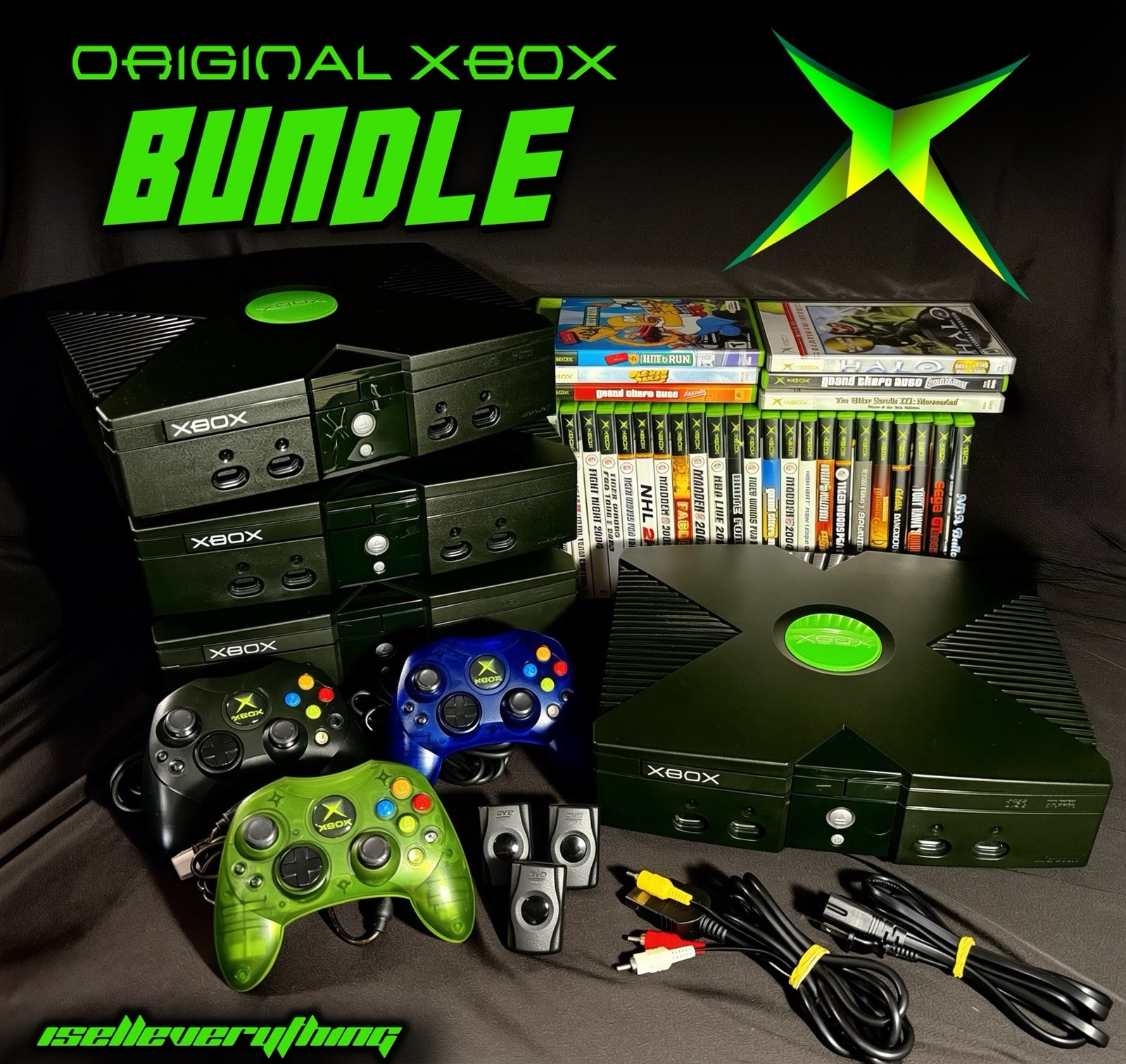 Original Microsoft Xbox Console BUNDLE Controller/Games/Cables Tested & Working!