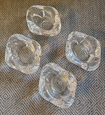 Vintage Set Of 4 Large Crystal  Open Salt Cellars, Dips, Dishes Art Glass 