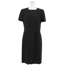 CHANEL 98P P10330 Vintage 100% Wool Panel Line Dress S/S Women Size 40 Black