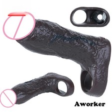 Black Color Penis Sleeve Enlarger Silicone Men Sheath Delay Ejaculation for Men