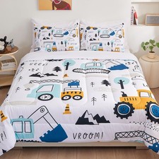 5 Piece Cars Twin Bedding Set for Boys, Twin Size Comforter Sheets Pillowcase...