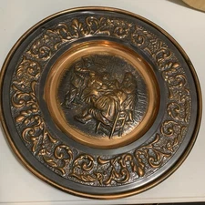 Vintage / Antique CAST IRON Rembrandt 3D Relief Portrait Wall Plaque large heavy