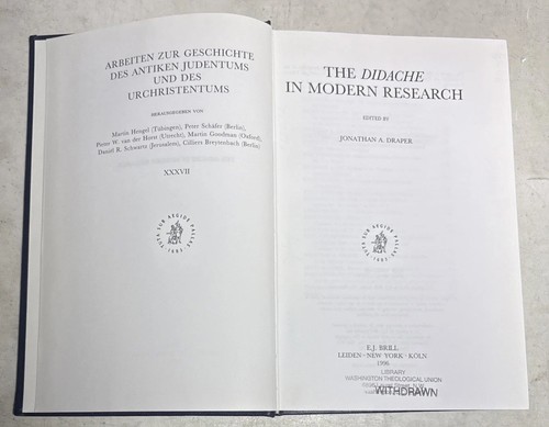 RARE HTF Scholarly The Didache in Modern Research. DRAPER, Jonathan A. (Ed.)1996 - Picture 3 of 8