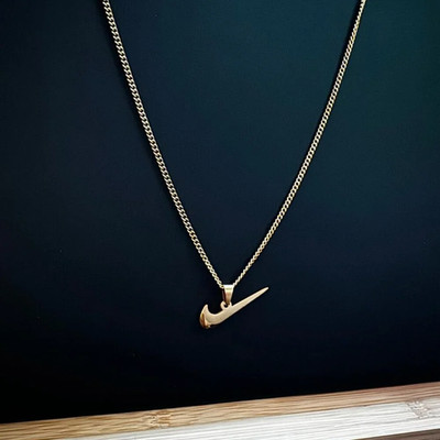 Gold Nike Swoosh Necklace - Thin Chain - 20'' Chain - Gold Plated - Y2K