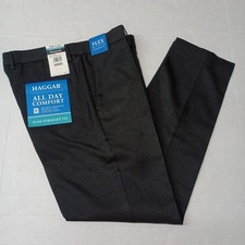 Haggar Men's All Day Comfort Slim-Straight Fit Pants Size 32x30 Black New