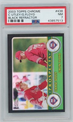 CHASE UTLEY 2003 TOPPS CHROME PROSPECTS BLACK REFRACTOR #177/199 PSA 7 NM RC