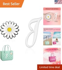 Unique 2-Piece Bogg Bag Charm Set: Flower  Letter J for Personal Style