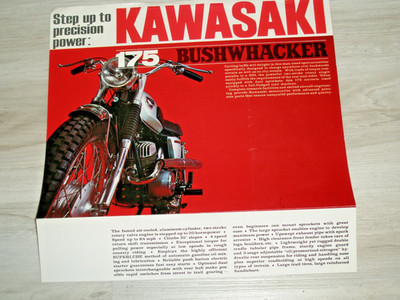 1968 Kawasaki F3 175 Bushwhacker Enduro/Scrambler Sales Brochure/Flyer OEM MINT!