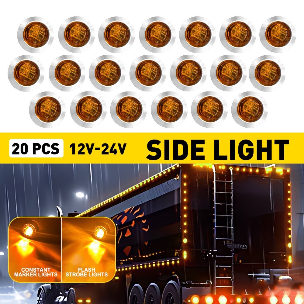 20X 3/4" Strobe+Steady Amber LED Marker Lights Warning Flash Lamp ATV UTV RV van thumbnail 18