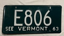 LICENSE PLATES  VERMON   E 806 1963