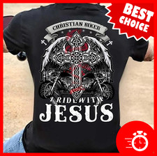 Motorbike Christian Biker I Ride With Jesus T-Shirt