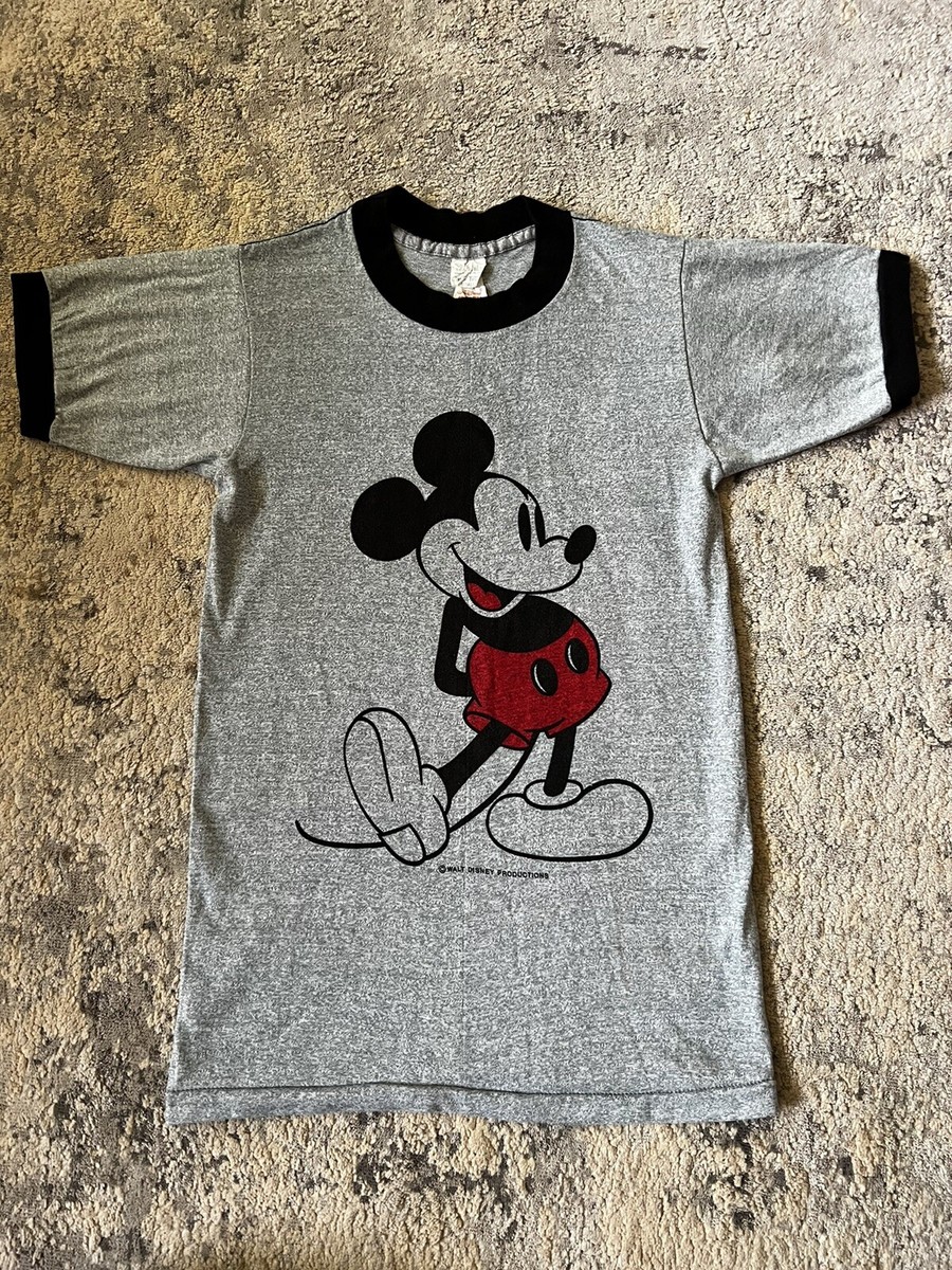 VTG 70s Disneyland Tropix Togs Mickey Mouse Ringer T-Shirt Small