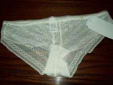 NWT CALVIN KLEIN BIKINI PANTIES openwork lace nylon/spandex F1849 101 IVORY S