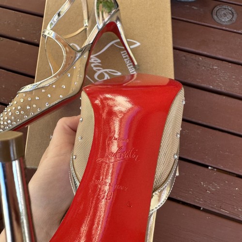 Unworn Christian Louboutin Twistissima Silver Mesh Strass Low Heels Size EU39 - Picture 14 of 17