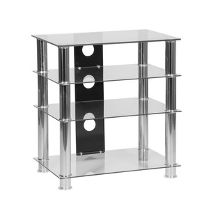 4 Tier Av Component Hi Fi Tempered Clear Glass Rack Stand Media