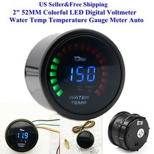 2 52mm Colorful Led Digital Voltmeter Water Temp Temperature Gauge Meter Auto